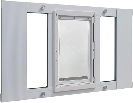 Ideal Pet Products Aluminum Sash Window Pet Door, Adjustable to Fit Window Widths from 27" to 32", Medium 7” x 11-1/4” Flap Size