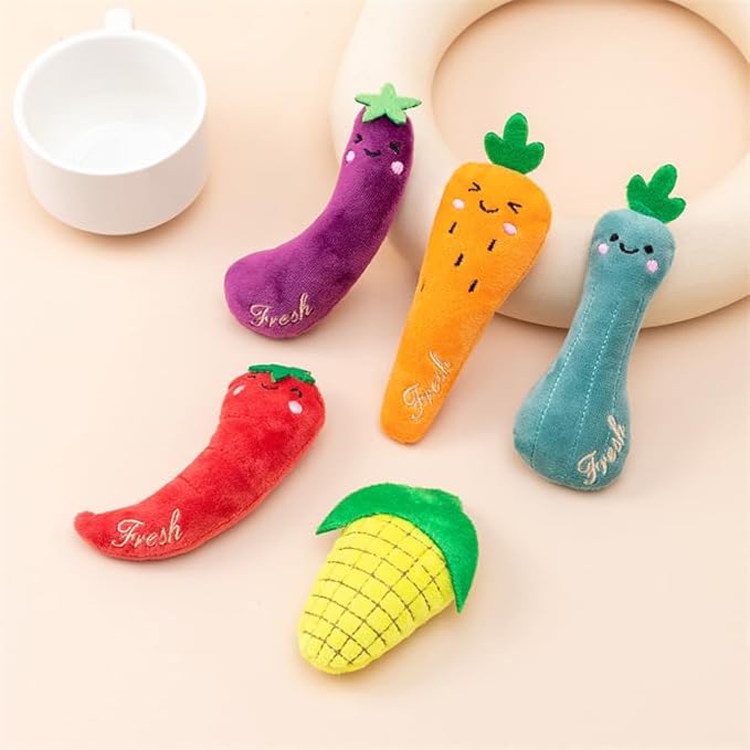 Red Cat Catnip Toys Cat Mint Toys Dog Kitten Chew Toy Funny Indoor Farm Theme Vegetable Shaped Cute Teeth Bite Toys Pet Supplies(Chili)，Toys，Catnip Toys