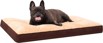 Dog Crate Bed Waterproof Deluxe Plush Dog Beds with Removable Washable Cover Anti-Slip Bottom Pet Sleeping Mattress for Large, Medium, Jumbo, Small Dogs, 29 x 18 inch, Brown