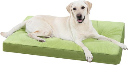 Dog Crate Bed Waterproof Deluxe Plush Dog Beds with Removable Washable Cover Anti-Slip Bottom Pet Sleeping Mattress for Large, Medium, Jumbo, Small Dogs, 35 x 22 inch, Green