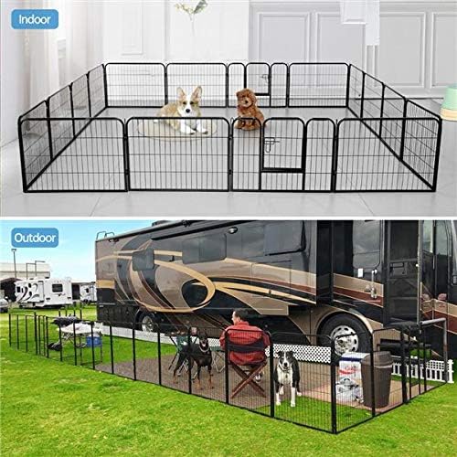 Yaheetech Dog Playpen Indoor, Extra Wide Outdoor Dog Fence Foldable Pet Puppy Exercise Pen for Yard/Garden/RV Camping, 32 Panels 24 Inch Height x 32 Inch Width