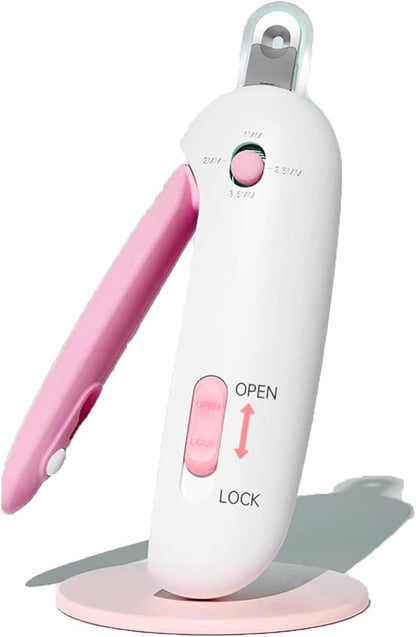 Cat Nail Clipper | Cat Nail Trimmer with Clipping Debris Storage, Adjustable Sizes, Hidden Nail File, Round Hole Blade for Injury-Free Grooming Tool for Pets, Pink