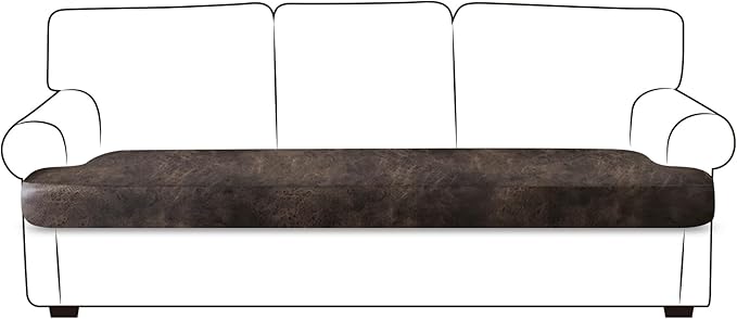 ANARACHON Leather Look Couch Cushion Covers Sofa Seat Slipcovers Sets Couches Furniture Protector for Sectional Armchair Loveseat Pets Kids Stretch Spandex Fabric (1 T-Cushion Sofa, Brown)
