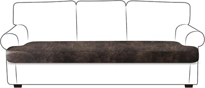 ANARACHON Leather Look Couch Cushion Covers Sofa Seat Slipcovers Sets Couches Furniture Protector for Sectional Armchair Loveseat Pets Kids Stretch Spandex Fabric (1 T-Cushion Sofa, Brown)