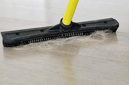 FURemover Original Pet Hair Rubber Broom with Squeegee, with 58” Telescopic Handle for Carpet, Tile and Hardwood and Scrub Cloth Combo