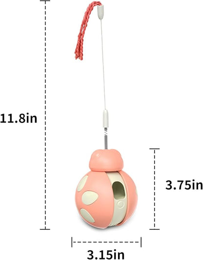 Cat Puzzle Toy for Indoor Cats - Ladybug Design with Treat Dispenser, Tumbler Ball & Detachable Wand Toy | Durable & Safe Interactive Pet Teaser Toy (Pink)