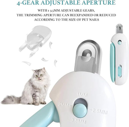 Nail Clipper for Cats with Adjustable 3-Size Trimming Hole & Hidden Nail File | Safe Toenail Trimmer for Kittens & Indoor Cats | Adjustable Aperture Pet Blue Nail Clippers