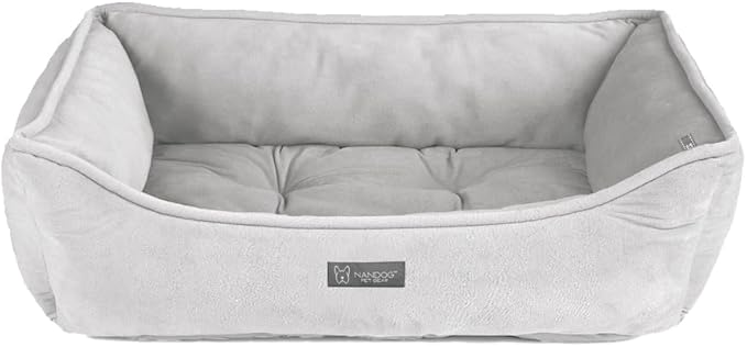 NANDOG Reversible Dog Bed from The Signature Collection– Luxury Cloud-Soft Pet Bed for Medium to Large Dogs & Cats, Premium Pet Gear, Reversible Design, Plush Comfort, Modern Style - Light Grey