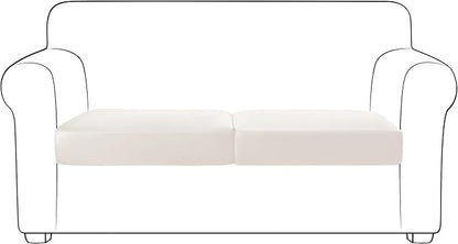 Yates Home PU Leather Couch Sofa Cushion Slipcover Water-Proof Elastic Chair RV Seat Covers Loveseat Slip Cover for Seater Replacement in Living Room（2 Piece Large Sofa Cushion Covers,Beige