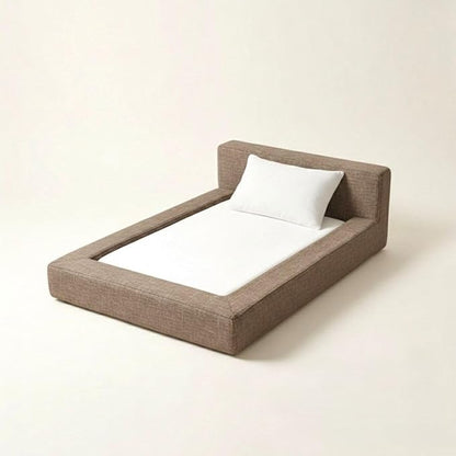 Mini Cloud Bed - Removable and Washable Covers - Toddler Baby Pet Dog Cat Nursery - Upholstered Minimalist Modern Luxury (Waterproof Taupe, Medium)