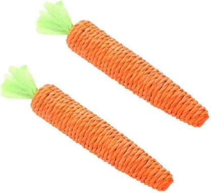 2 Pcs Orange Natural Interactive Sisal Carrot Cat Toys, Cat Dental Chew Toy Kitten Teething Toys for Indoor Cats Interactive Toys for Cats (20cm)