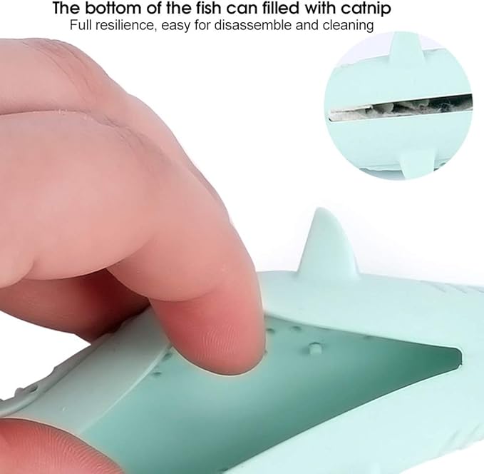 VINGVO Cat Teeth Cleaning Toy, Cat Teething Toys Silicone Molar Stick Catnip Toys Cat Toothbrush Cat Fish Shape Toothbrush with Catnip Chew Bite Teeth Cleaning Toy for Cats Kitten Kitty