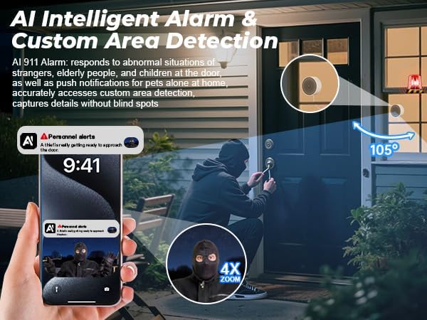 4MP 2K Window Security Camera, 5G & 2.4GHz WiFi Indoor Camera Wireless, Blacklight Color Night Vision Monitor Outside Window Cam Mount Glass, 24/7 Recording AI Motion Detection, Quick Magnetic Install