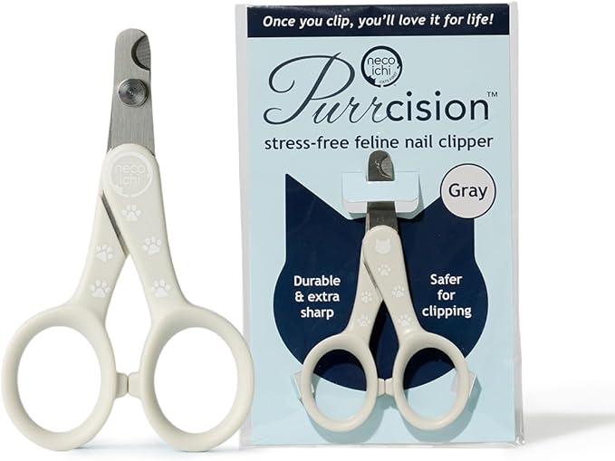 Necoichi Purrcision Feline Nail Clippers | Lever Principle Cat Nail Clipper | Butter-Smooth Cuts | Seki, Gifu Swordsmith Craftsmanship | Stainless Steel Cat Claw Trimmer for Indoor Cats (Gray)