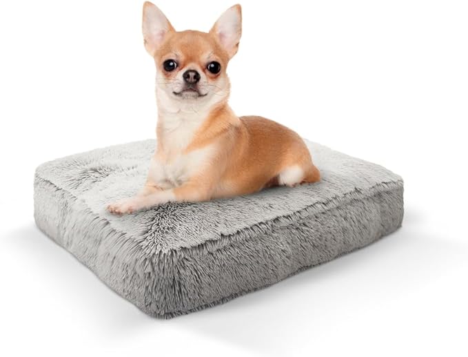 Bessie and Barnie Frosted Willow Extra Plush Shag Faux Fur Luxury Sicilian Rectangle Pet/Dog Bed (Multiple Sizes)