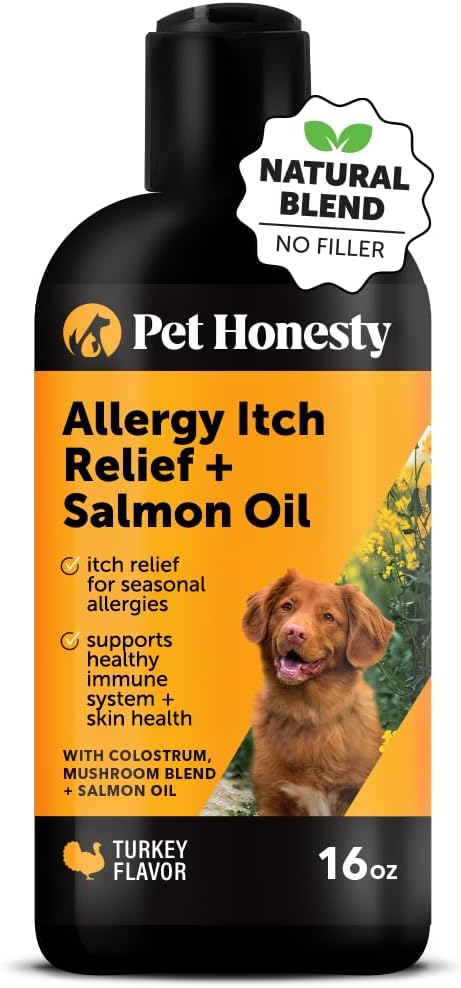 Dog Allergy Relief Salmon Oil for Seasonal Itch Relief for Dogs, Omega-3 for Dogs, Dog Skin and Coat Supplement, May Reduce Shedding & Itching, Joint, Brain & Heart Health (16 oz)