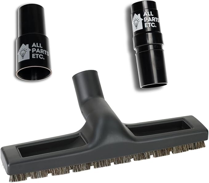 Vacuum Floor Brush Attachment, 12 Inch Brush for 1.25” Vacuum Accessories with Two Adapters for 1 3/8” & 1.5" Compatibility with Shop Vac, Shark, Miele, Bissell, Nutone, & Central Vacs