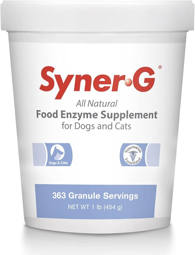 PHS Syner-G Digestive Enzymes Supplement for Dogs and Cats - Alpha-Amylase, Lipase, Cellulase, and Protease - Digestion Support, Absorption of Nutrients, Skin Health - 454 Grams