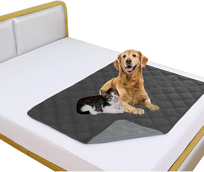 fuguitex Waterproof Dog Blanket Reversible for Small Dogs Resistant Leakproof Washable Couch Cushion Bed Protector Cover for Indoor Furniture Pet Friendly（40"*50",Dark Grey+Grey