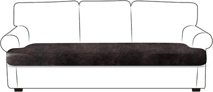 ANARACHON Leather Look Couch Cushion Covers Sofa Seat Slipcovers Sets Couches Furniture Protector for Sectional Armchair Loveseat Pets Kids Stretch Spandex Fabric (1 T-Cushion Sofa, Black)