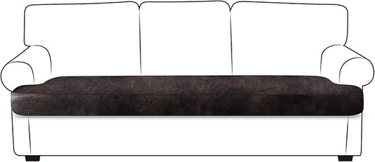 ANARACHON Leather Look Couch Cushion Covers Sofa Seat Slipcovers Sets Couches Furniture Protector for Sectional Armchair Loveseat Pets Kids Stretch Spandex Fabric (1 T-Cushion Sofa, Black)