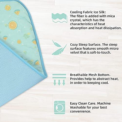 NWK Pet Cooling Mat for Large Dogs -Q-Max>0.345 Ice Silk Cooling Mat for Dogs & Cats Portable & Washable Pet Cooling Blanket, Car Seats, Beds for Summer (Green Fruit, 39'' X 27'' X 0.3'')