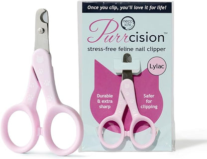 Necoichi Purrcision Feline Nail Clippers | Lever Principle Cat Nail Clipper | Butter-Smooth Cuts | Seki, Gifu Swordsmith Craftsmanship | Stainless Steel Cat Claw Trimmer for Indoor Cats (Lilac)