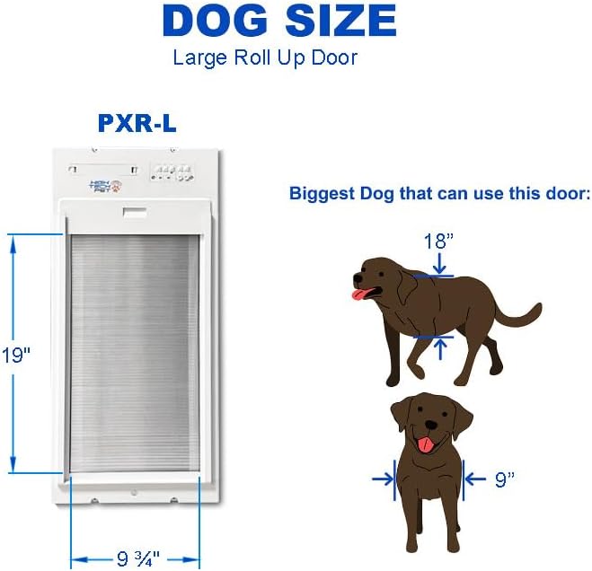 Power Pet Roll Up - Dependable Smart Dog Door, Automatic Pet Collar Operation with or Without App-High Security, Safe, Air Tight and Weatherproof, Space Saving Modern Design (Wall Mount, Large)