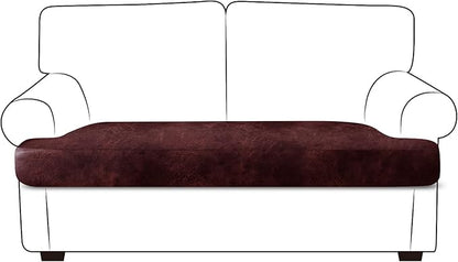 ANARACHON Leather Look Couch Cushion Covers Sofa Seat Slipcovers Sets Couches Furniture Protector for Sectional Armchair Loveseat Pets Kids Stretch Spandex Fabric (1 T-Cushion loveseat, Burgundy)