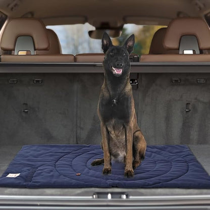 Travel Dog Bed | Camping Dog Bed | 37.4"x25.6" Waterproof Outdoor Dog Mat | Portable Place Mat for Dogs with Handle | Machine Washable | Easy Clean for Outdoor Adventures (Blue)