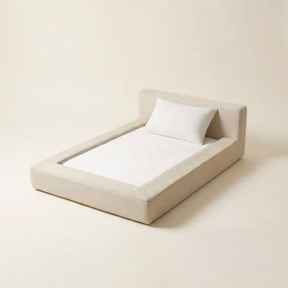 Mini Cloud Bed - Removable and Washable Covers - Toddler Baby Pet Dog Cat Nursery - Upholstered Minimalist Modern Luxury (Waterproof Cream, Medium)