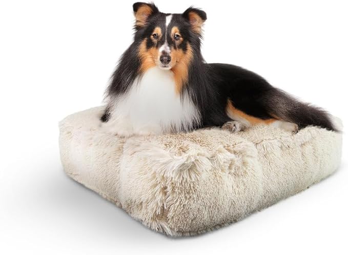 Bessie and Barnie Frosted Willow Extra Plush Shag Faux Fur Luxury Sicilian Rectangle Pet/Dog Bed (Multiple Sizes)