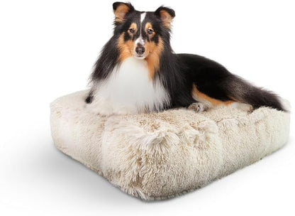 Bessie and Barnie Frosted Willow Extra Plush Shag Faux Fur Luxury Sicilian Rectangle Pet/Dog Bed (Multiple Sizes)