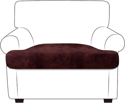 ANARACHON Leather Look Couch Cushion Covers Sofa Seat Slipcovers Sets Couches Furniture Protector for Sectional Armchair Loveseat Pets Kids Stretch Spandex Fabric (1 T-Cushion Armchair, Burgundy)