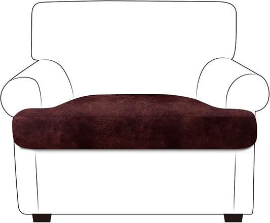 ANARACHON Leather Look Couch Cushion Covers Sofa Seat Slipcovers Sets Couches Furniture Protector for Sectional Armchair Loveseat Pets Kids Stretch Spandex Fabric (1 T-Cushion Armchair, Burgundy)
