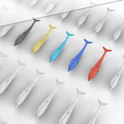Arinda Silicone Fish Shape Cat Toothbrush Teething Toy with Catnip Pet Toys