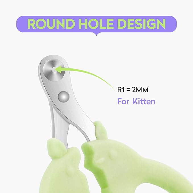 Cat Nail Clippers with Nail File, Kitten Claw Nail Clippers for Trimming, Stainless Steel Pet Bearded Nail Clippers Tool for Dragon, Guinea Pig, Rabbits, Birds, Ferret Small Breed Animals(Green)
