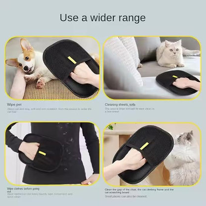 Pet Hair Removal Gloves for Cats & Dogs, Pack of 4 (2 Blue + 2 Black), Reusable Pet Grooming & Deshedding Tool for Dog & Cat Fur