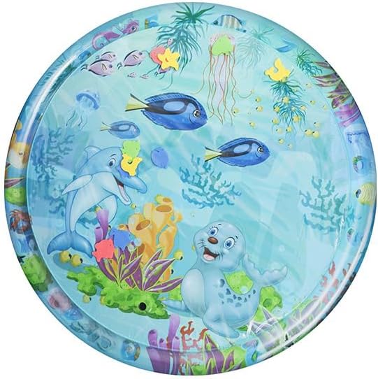 Thickened Water Sensory Playmat for Cats 100 x 100 cm Round Sensor Cat Bed Cooling Mat for Pets Playing Sleeping All Seasons