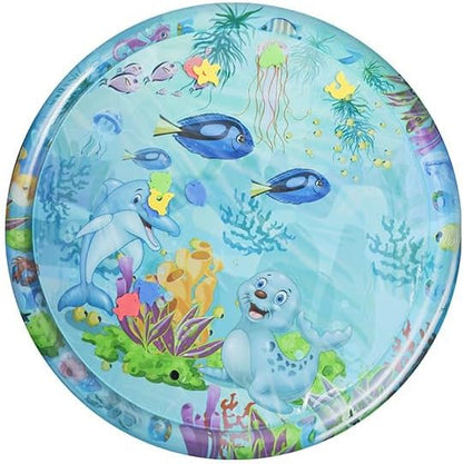 Thickened Water Sensory Playmat for Cats 100 x 100 cm Round Sensor Cat Bed Cooling Mat for Pets Playing Sleeping All Seasons