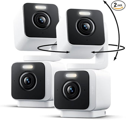WYZE Duo Cam Pan 2 Pack, Indoor/Outdoor IP65 2K 360° Pan/Tilt Smart Home Security Camera with Color Night Vision, Compatible with Alexa & Google Assistant, White