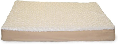 Furhaven Orthopedic Dog Bed for Large/Medium Dogs w/ Removable Washable Cover, For Dogs Up to 55 lbs - Ultra Plush Faux Fur & Suede Mattress - Cream, Large
