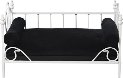 Pet Sofa Bed, Cat Bed,Dog Bed,Cat Couch,Pet Couch,Metal Frame and Detached Velvet Cushion，Cool Dog Couch for Small Cats &Dogs&Puppy Summer Using (White)