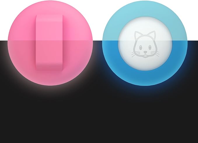 2022 AirTag Cat Collar Holder, Small AirTag Compatible, 2Pack Waterproof Case Cover for Pet Collar Within 3/8 inch (Luminous Pink&Luminous Blue)