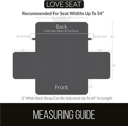 Sofa Shield Couch Loveseat Covers for Dogs, Reversible Furniture Protector with Strap, Stain and Tear Resistant Cushion Cover, 54 inch Seat, Machine Washable Slipcover Pets, Cats, Light Gray Charcoal