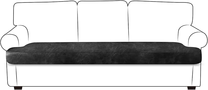ANARACHON Leather Look Couch Cushion Covers Sofa Seat Slipcovers Sets Couches Furniture Protector for Sectional Armchair Loveseat Pets Kids Stretch Spandex Fabric (1 T-Cushion Sofa, Dark Grey)
