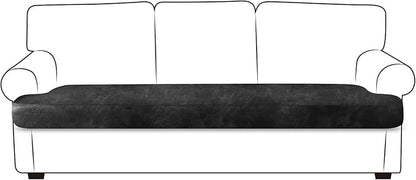 ANARACHON Leather Look Couch Cushion Covers Sofa Seat Slipcovers Sets Couches Furniture Protector for Sectional Armchair Loveseat Pets Kids Stretch Spandex Fabric (1 T-Cushion Sofa, Dark Grey)