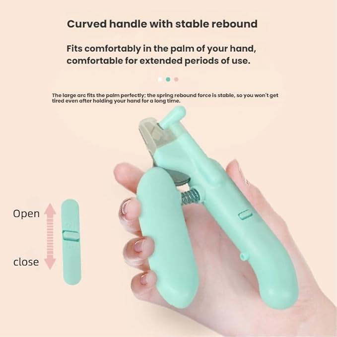 Professional Pet Nail Clipper with LED Light and Safety Guard, Safe Trimming Tool for Dogs and Cats (Pink)