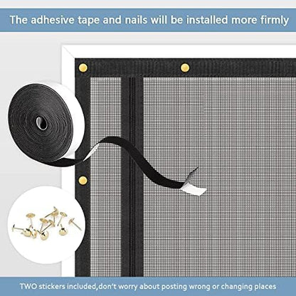 Reinforced Cat Screen Door,Fits Door Opening Size 34''x 81'',Thickened Cat Resistant Mesh Screen Door for Living Room,Kitchen,Bedroom,Cat Proof Screen with Zipper Closure.