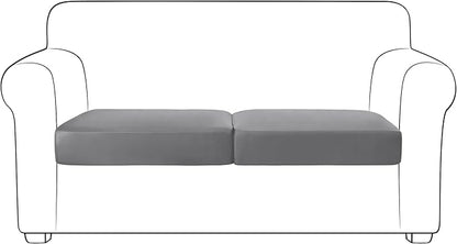 Yates Home PU Leather Couch Sofa Cushion Slipcover Water-Proof Elastic Chair RV Seat Covers Loveseat Sofa Furniture Protector Slip Cover for Seater Replacement Living Room（2 Pieces, Light Gray）